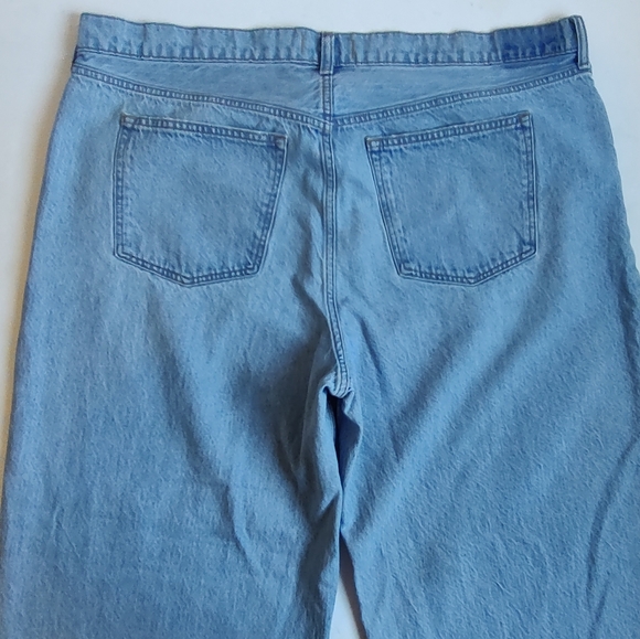 Abercrombie & Fitch The High Rise Wide Leg Jeans Raw Hem Women's Blue 35 L NWOT - Picture 14 of 16